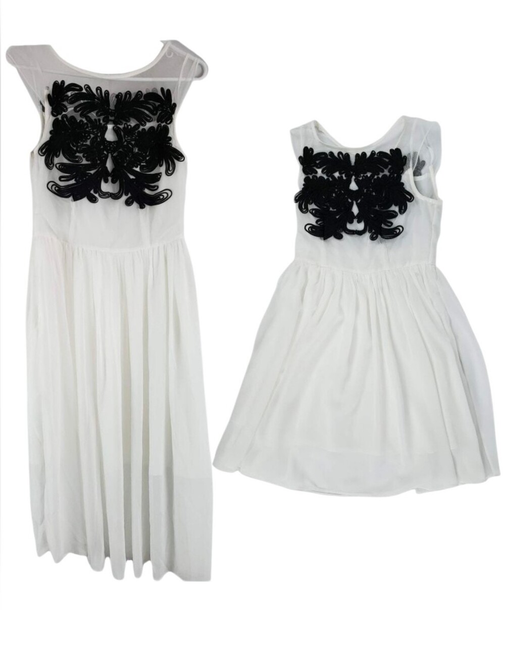 Mommy & Me Matching White Chiffon Dresses Mother Daughter Wedding Photo Shoot